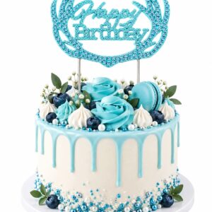 Niebieska Ozdoba Happy Birthday do Bukietu Kwiatów Prezentu z Kryształkami