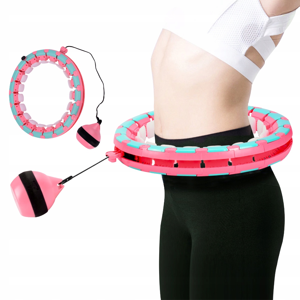Hula Hop z Obciążeniem Wypustkami 45 cm Regulowane Fitness Różowe 24 el. - obrazek 2