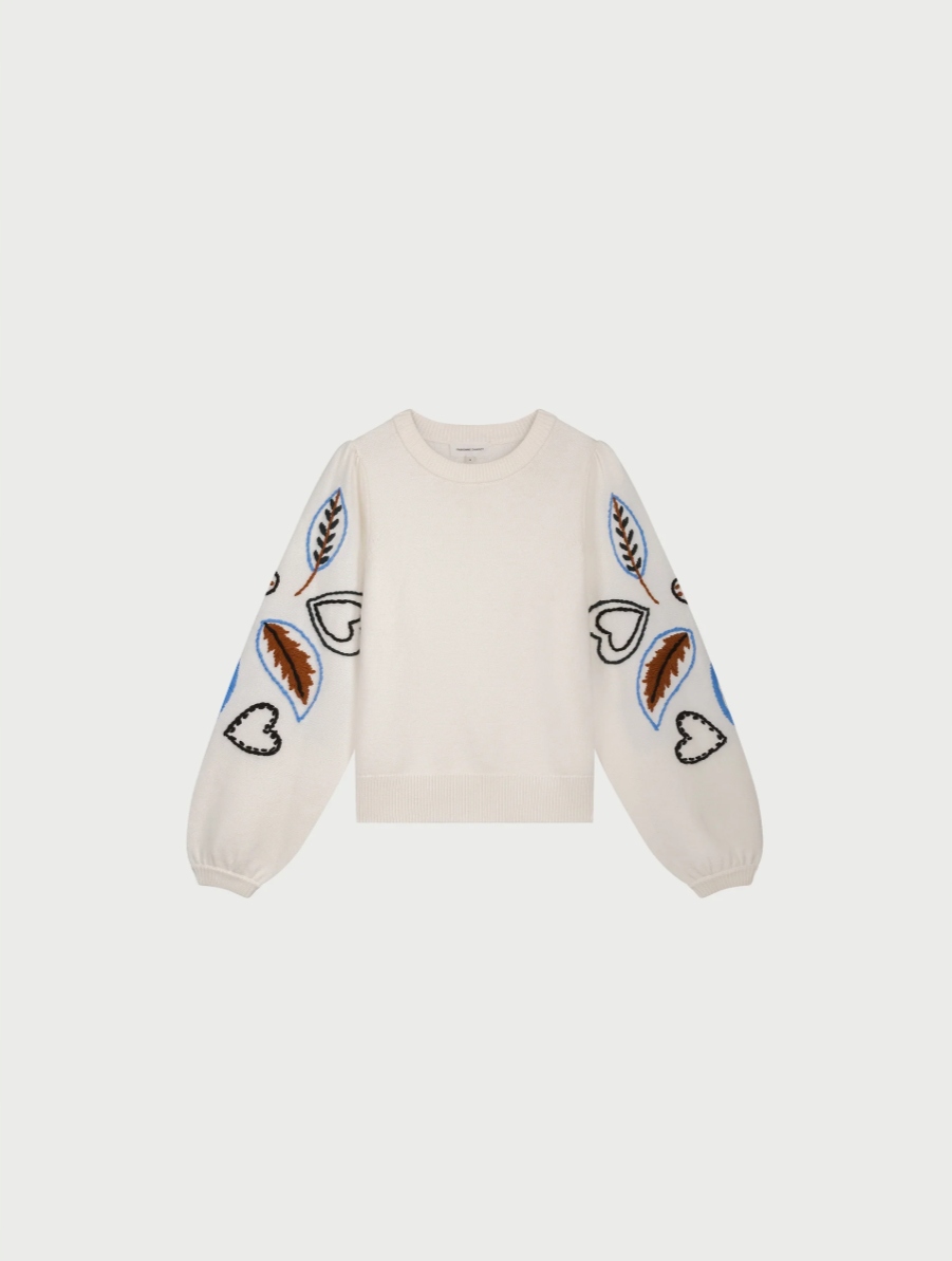 Fabienne Chapot Vesper Pullover kremowy haftowany sweter L luźny - obrazek 4