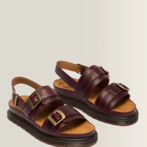 Dr. Martens San Two Strap Sandały Skórzane Orleans Cherry Red r.42 43452600