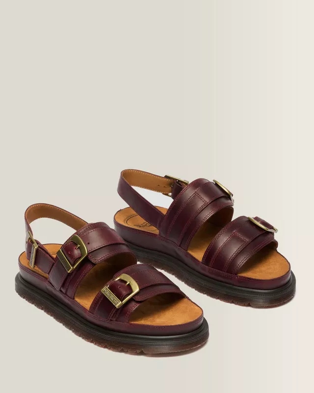 Dr. Martens San Two Strap Sandały Skórzane Orleans Cherry Red r.42 43452600