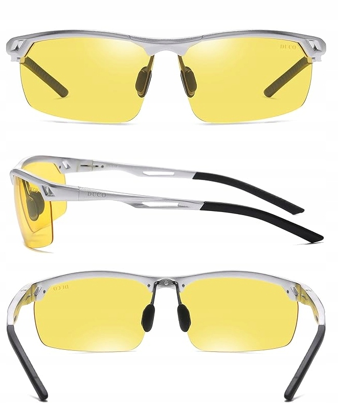 Okulary przeciwsłoneczne męskie polaryzacyjne sport metal srebrne - obrazek 3